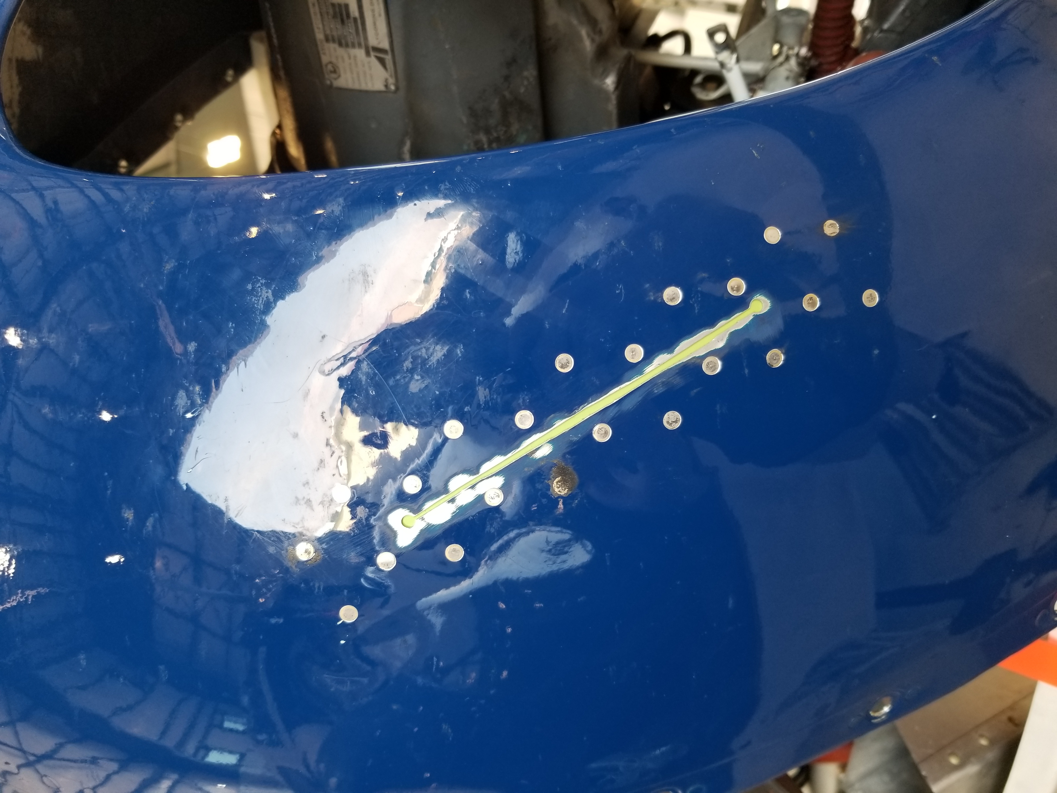 Grumman cowling close-up showing repair detail